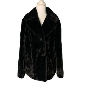 UGG Black Womens Teddy Faux Fur Small Coat Jacket Soft Cozy Casual Comfy Warm